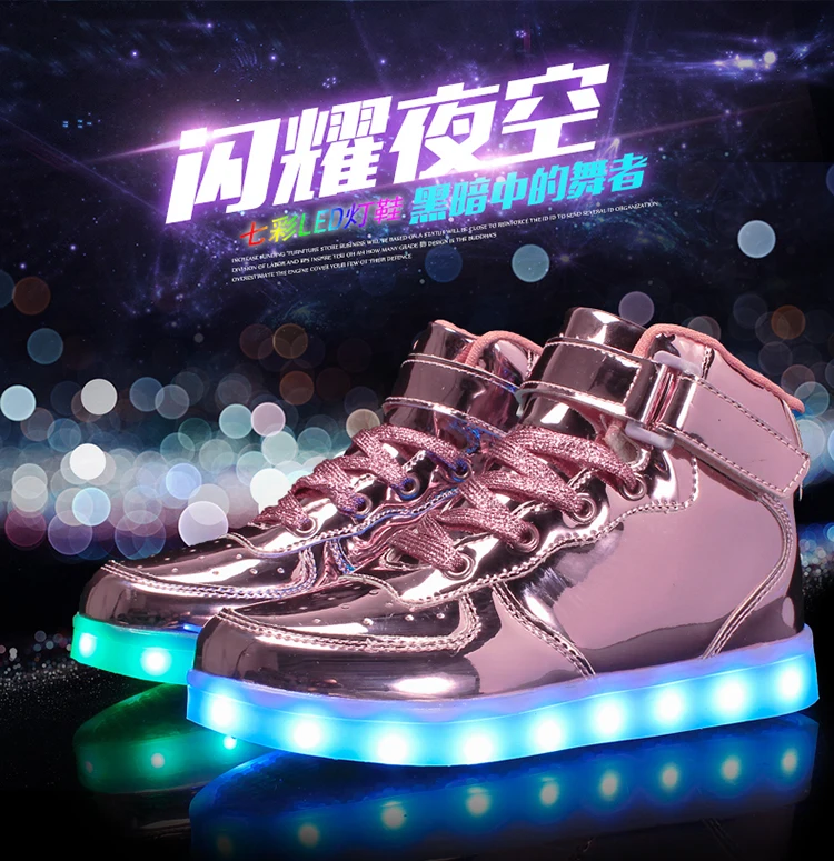 Como a Nossa Conduziu a Iluminação Rosa Quente Casa Nova Carregador Usb Sapatos Meninos Meninas Sapatilhas Crianças Brilhante Iluminado Luminosa Sneaker 25-39 5 Mamãe e Bebê