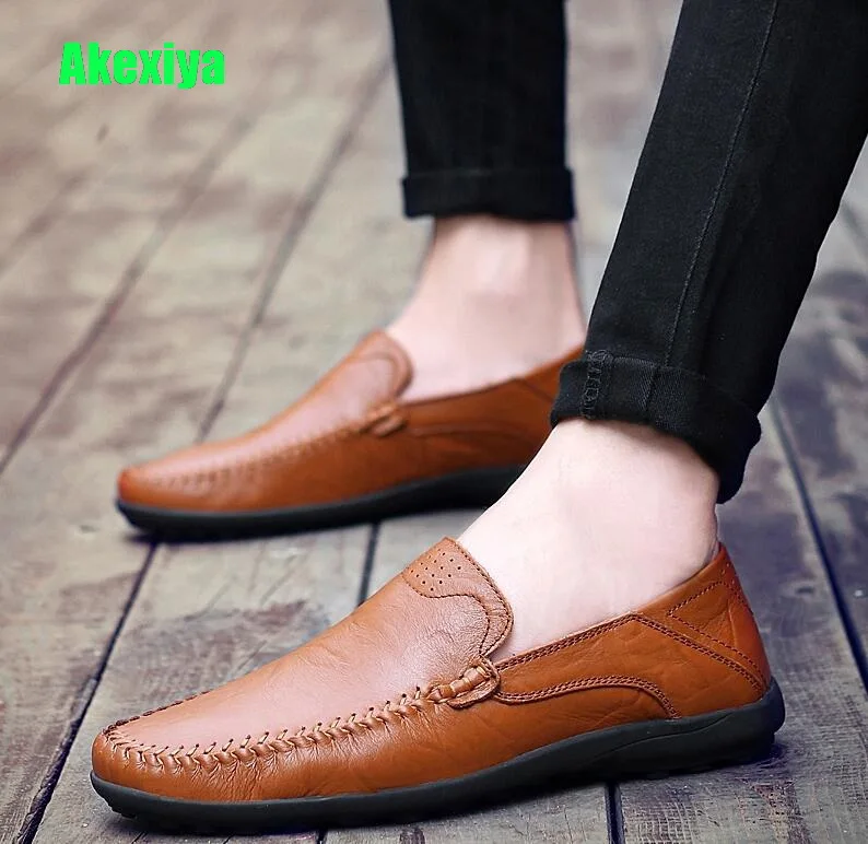 

Akexiya Driving Shoes Leather Men Loafers Luxury Brand Casual Shoes Men's Moccasins For Men Slipper Flat Shoes Large Size 46 47