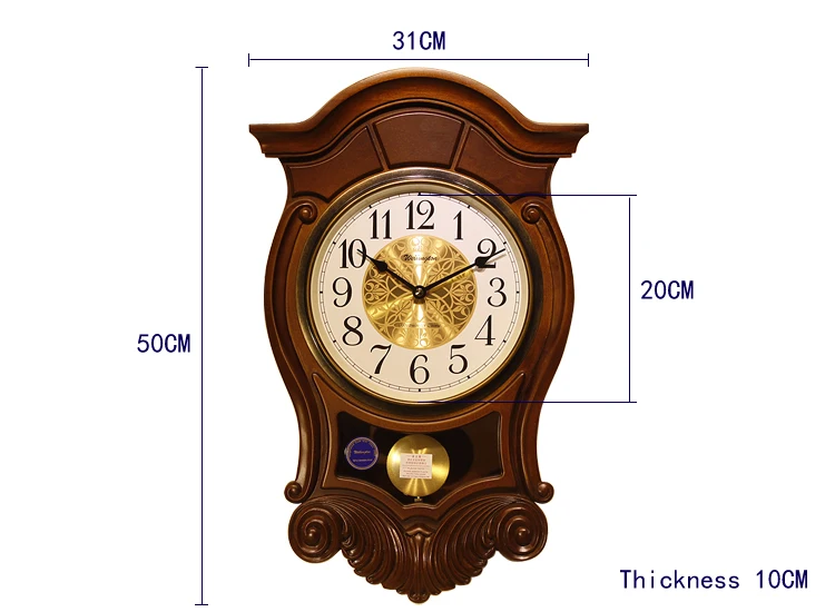 Weilingdun музыка ежечасно колокольчики Высокое качество часы Европа антикварные деревянные немой кварцевые настенные часы