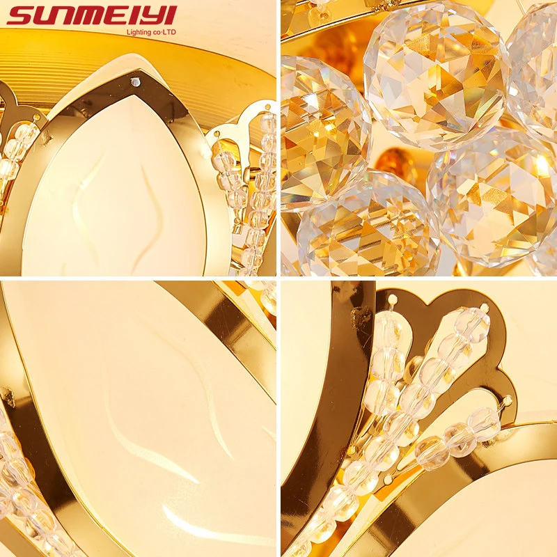  Lotus Flower Modern Ceiling Light With Glass Lampshade Gold Ceiling Lamp for Living Room Bedroom la - 32312764612