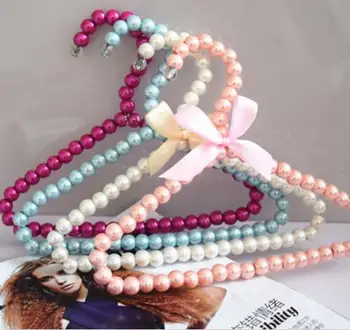 

10pcs 20cm Plastic Pearl Bow Clothes Pants Trousers Skirt Hangers For Kid Children for pet