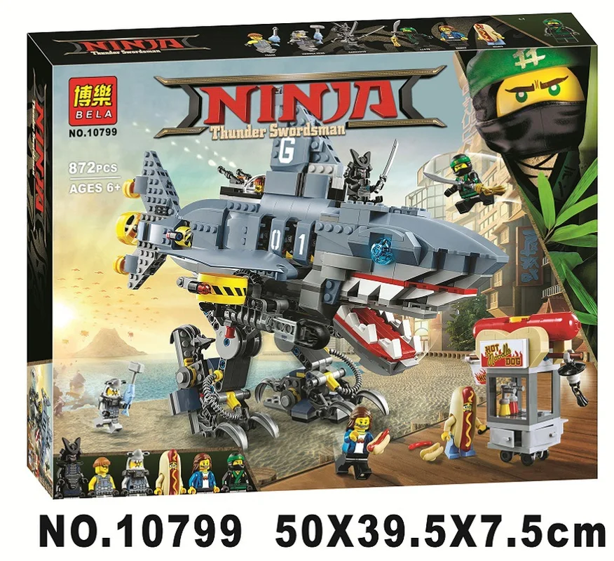 929pcs Ninja Movie Garmadon Big Great White Shark Mech 10799 Model Building Blocks Assemble Toys Bricks Compatible legoings