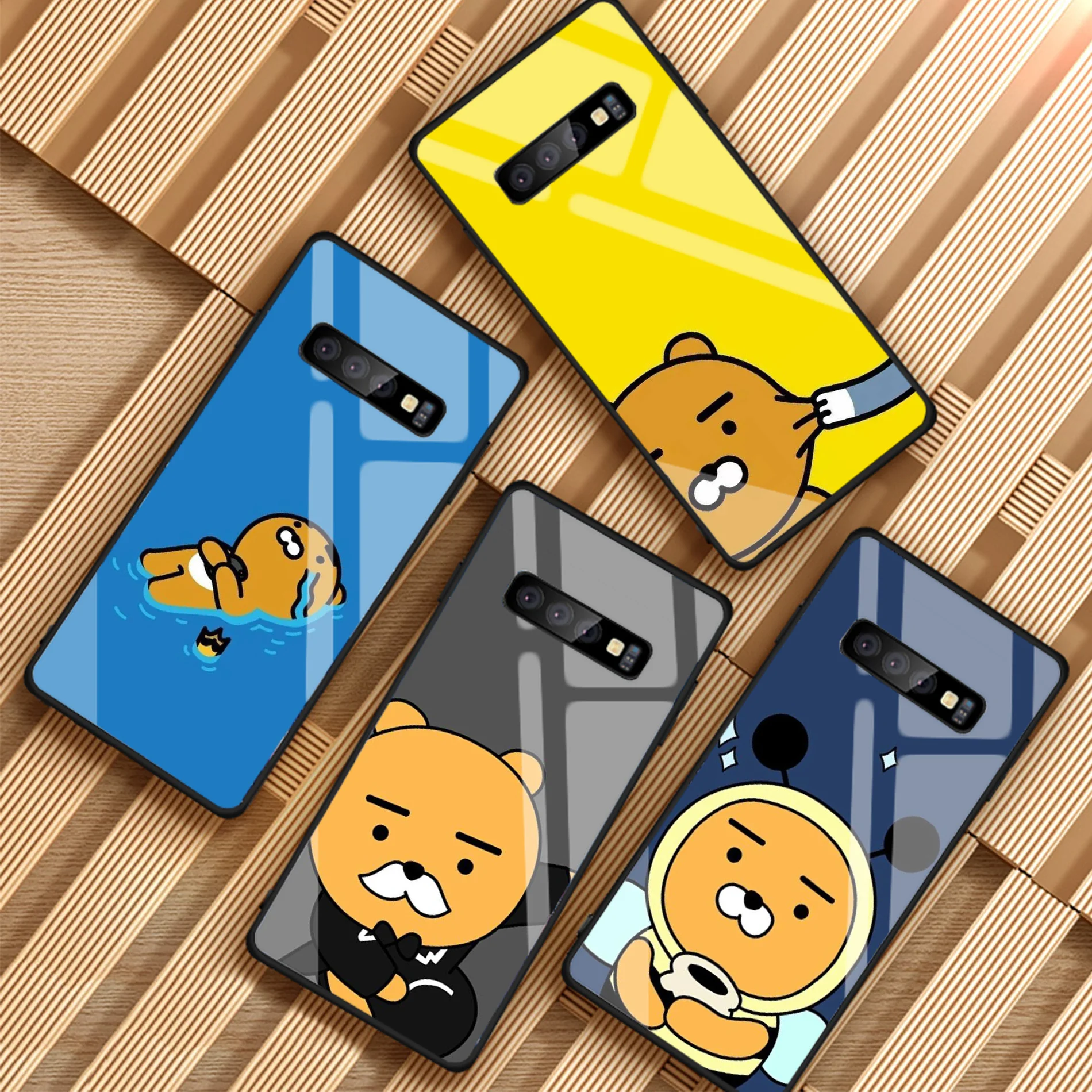 

cartoon funny cocoa case Tempered Glass Phone Case For Samsung Galaxy A6 A6S A8 A8S J6 J8 2018 S8 S9 S10 PLUS NOTE 8 9