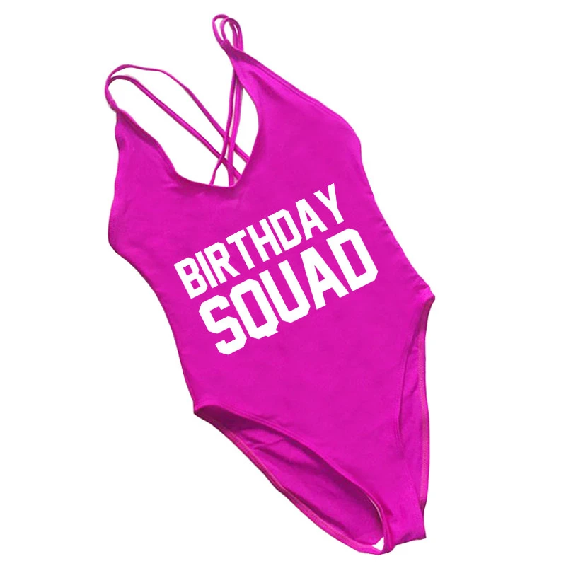 Swimsuit Women One Piece Swimwear Womens Swim wear Custom Letter Birthday Squad Bathing Suit Party Bodysuit Sexy Monokini