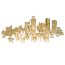 1 компл. = 34 шт., деревянный кукольный домик Мебель S головоломки Весы миниатюрный Мебель модели DIY Интимные аксессуары комплект