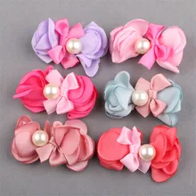 Trendy New 10PCs 30PCs Round Acrylic Ribbon Bow Decorated Fabric Floral Button Patch Stickers Girl Hair Jewelry Headband Garment