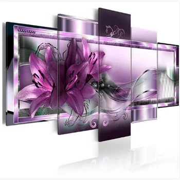 

5pcs/set mosaic full 5d diamond embroidery diamond painting Floral purple Lily cross stitch Multi-pictures Combination YF1476