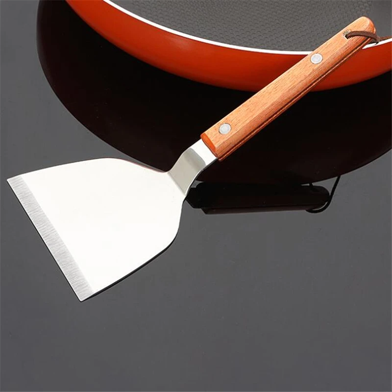 1pcs Stainless Steel Pizza Shovel Metal Peel With Wood Handle Cake Pancake Pie Paddle Baking Tool | Дом и сад