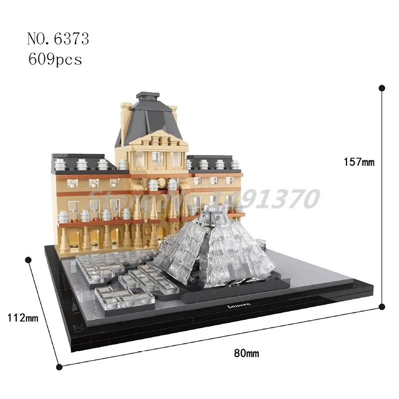 

World Famous Cultural Architecture Building Blocks Louvre Museum Paris Mini City Bricks Educational Toys For Children Gifts