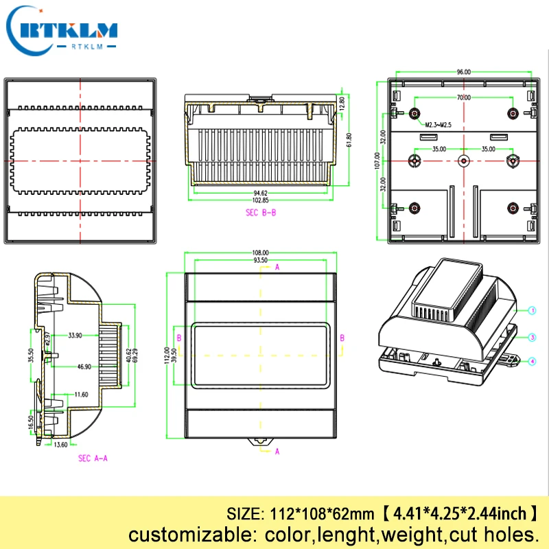 Din-рейку пластиковый корпус 112*108*62 мм небольшие электронные шкафы abs схема пластиковые окна управления коммутатор PLC box