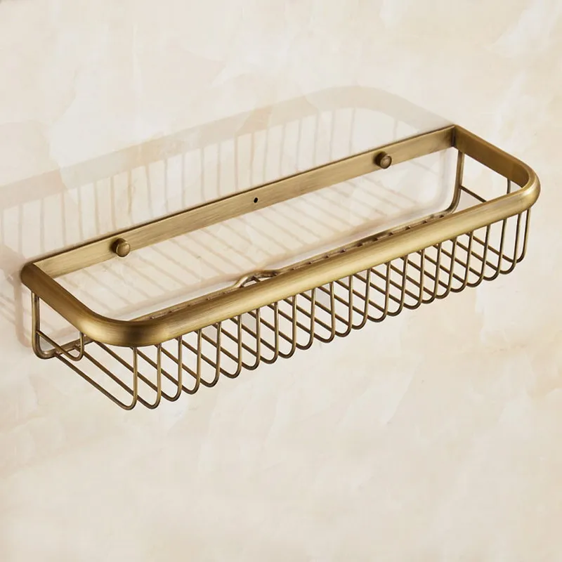 45cm Chrome Brass Wall Mounted Kitchen Bath Shower Shelf Storage Basket 