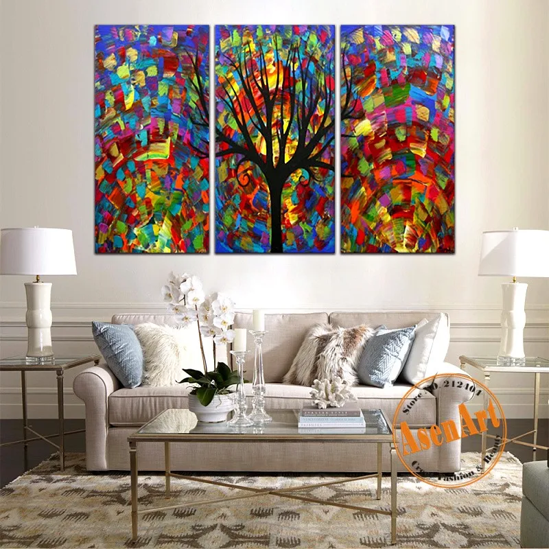 

3 Pieces Modern Abstract Flower Oil Painting 100% Hand painted Canvas Paintings Unframed Wall Art Picture Living Room Home Decor