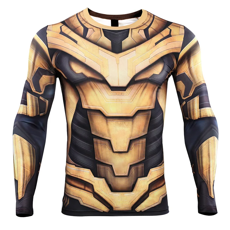 Танос 3D печатных футболки Для мужчин Мстители 4 завершающей компрессионная рубашка Косплэй костюм с изображением Капитана Америки, топы с длинными рукавами для мальчиков