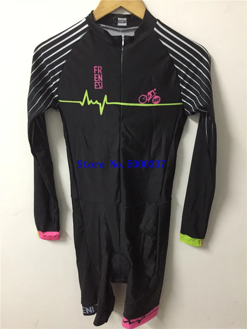 Pro Team Triathlon Suit Women's long sleeve Cycling Jersey Skinsuit Jumpsuit Maillot Cycling Ropa ciclismo set gel 043
