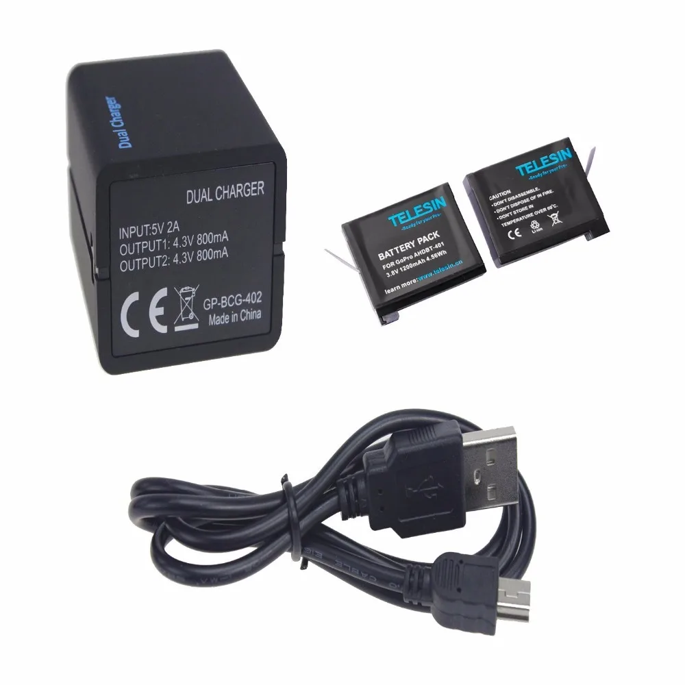 and Daul Charger for Gopro HERO4 Black Gopro HERO4 Silver and Gopro AHDBT-401 2 Pack Suptig Battery