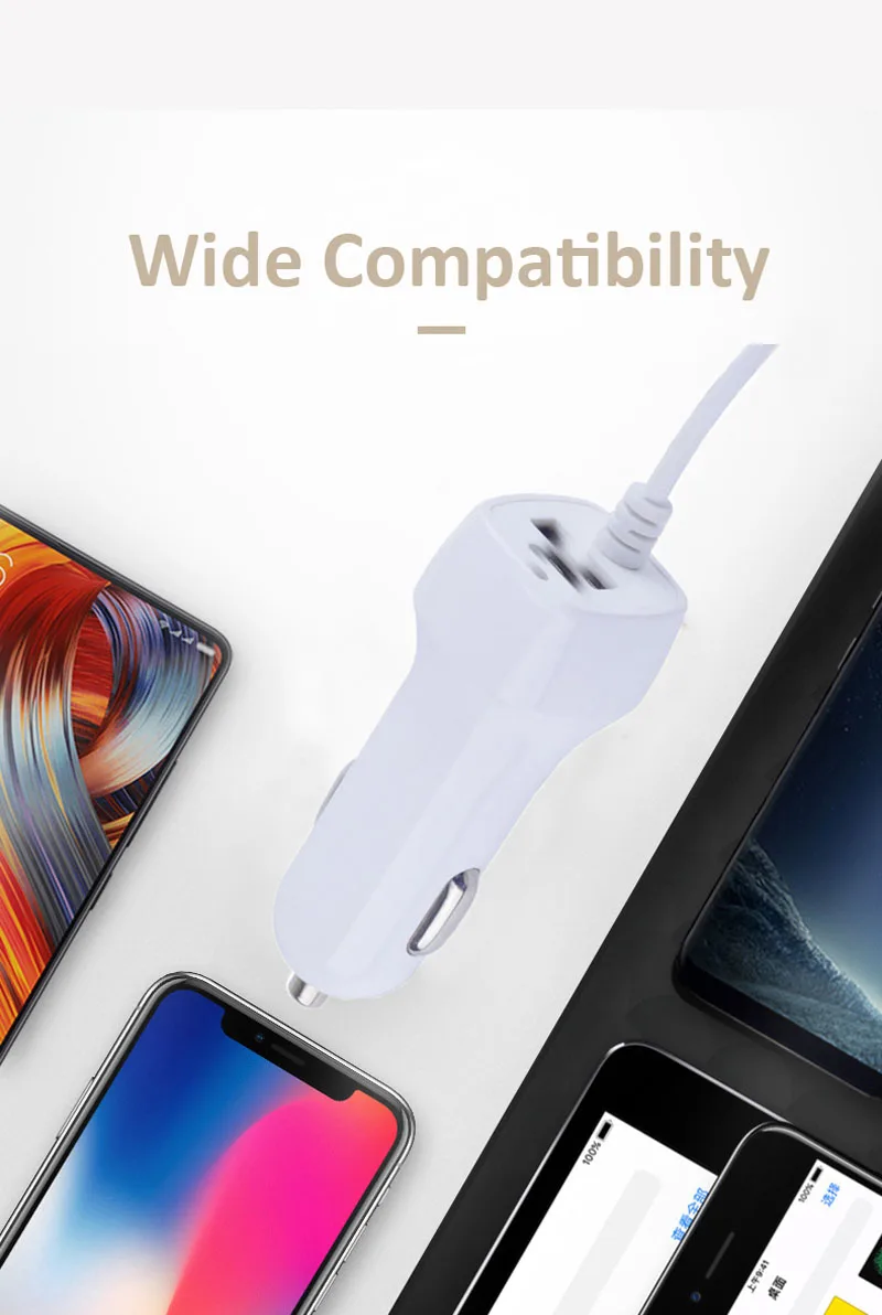 EKONEDA универсальное USB Автомобильное зарядное устройство для телефона для iPhone кабель 2.1A автомобильное зарядное устройство Micro usb type C для samsung Xiaomi huawei зарядное устройство