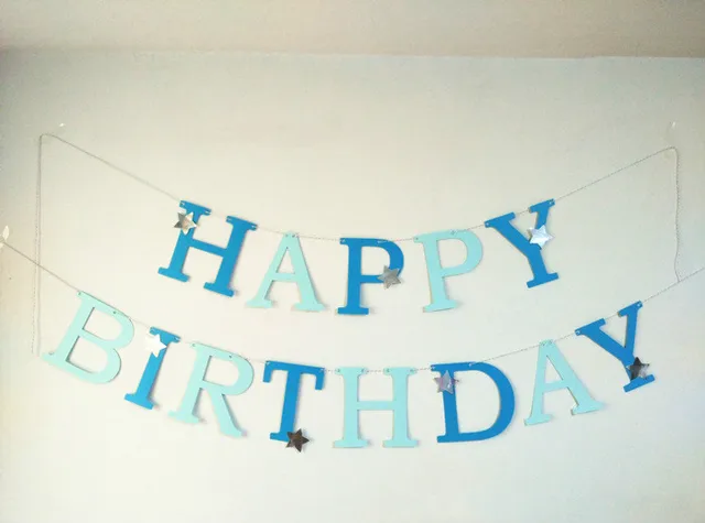blue happy birthday banner