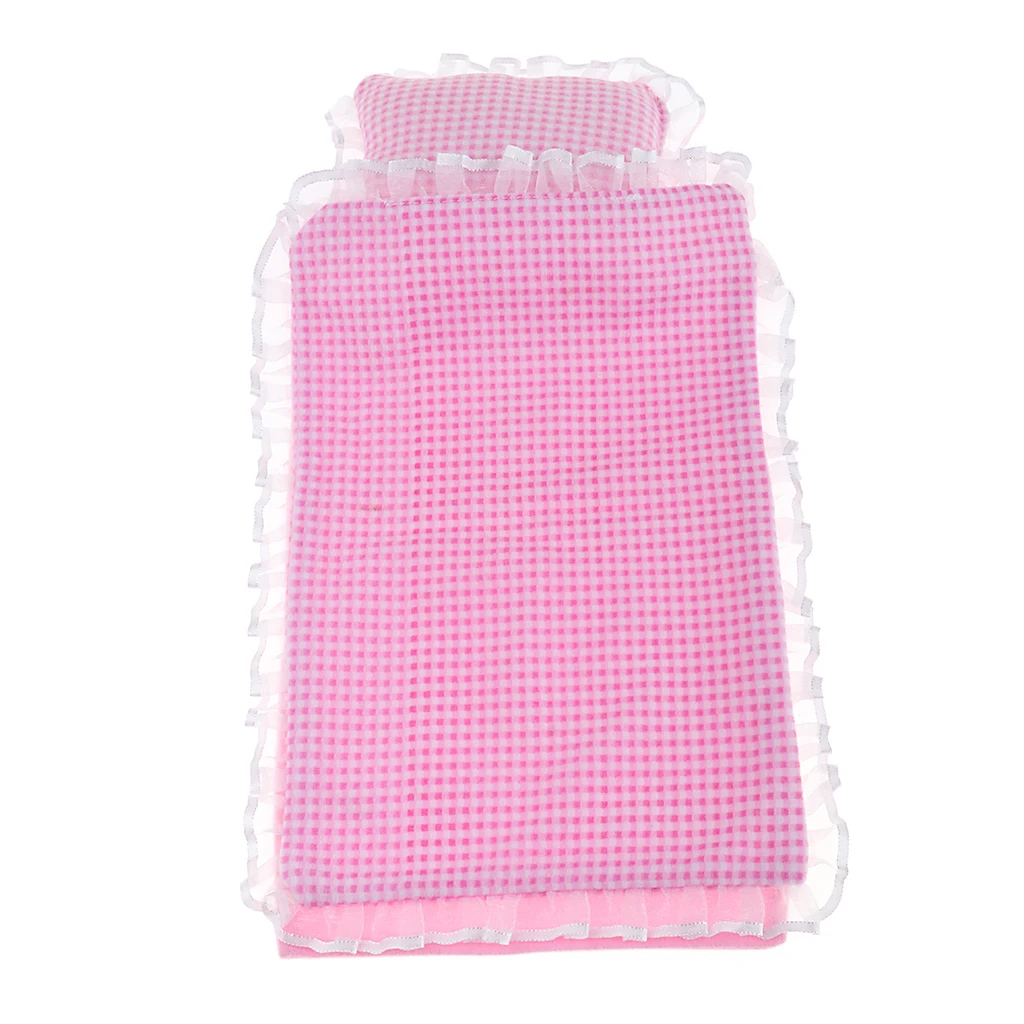 Lovely dolls house bedding set with sheet  for 25cm Dolls Accessories Pink doll bedding accessories for your beloved dolls