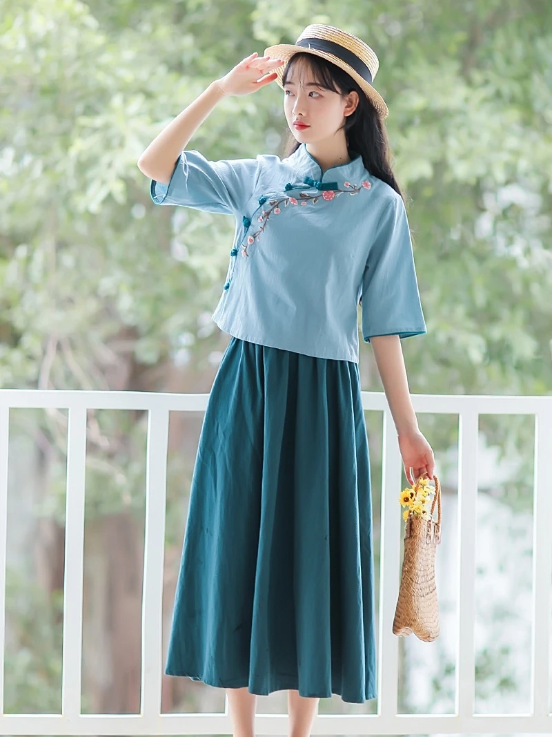 

Improved hanfu huai female students fresh blossoms fairy costume genuine original two-piece han elements
