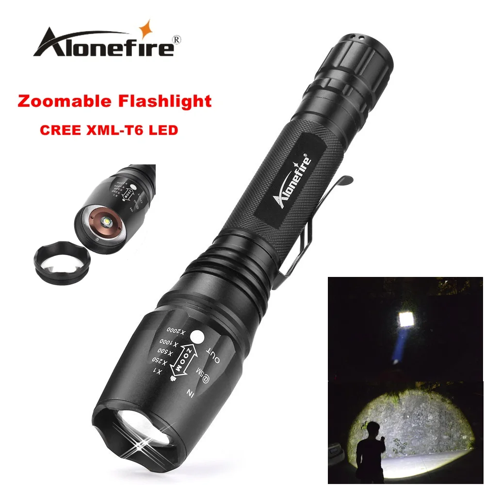 

Alonefire H200 zoom flashlight CREE XM-L T6 LED Waterproof Adjustable zoomable Flashlight Torch light for 2x18650 battery