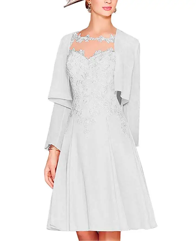

Knee Length Chiffon Mother of The Bride Dresses Evening Party Formal Dresses Dinner Grown Bride Mother Dress