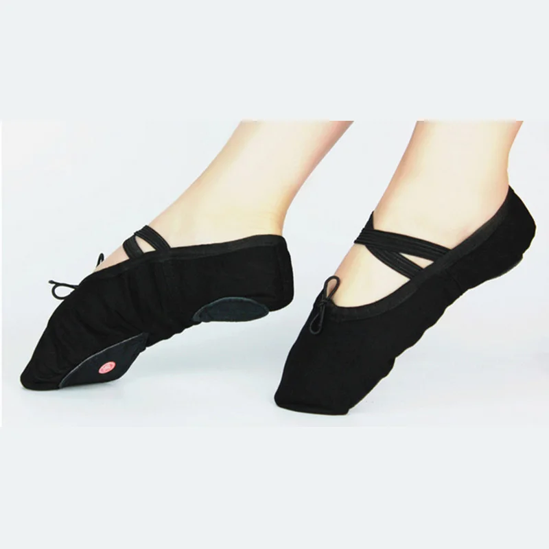 Hot Women's Girl's Professional Training shoes Ballet/Yoga Canvas Flat Heel Dance Shoes Black