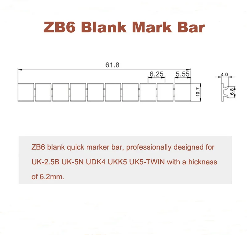 ZB6 пустые маркерные полосы UK2.5B UK5N UDK4 UKK5 UK5-TWIN Клеммная колодка на din-рейку Марка Бар morsettiera ZB-6 клемм этикетка