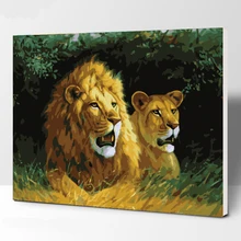 LoveThe Львы номер картина маслом картины для уркашения стен для гостиной холст животное Цифровая живопись рисунки без рамки