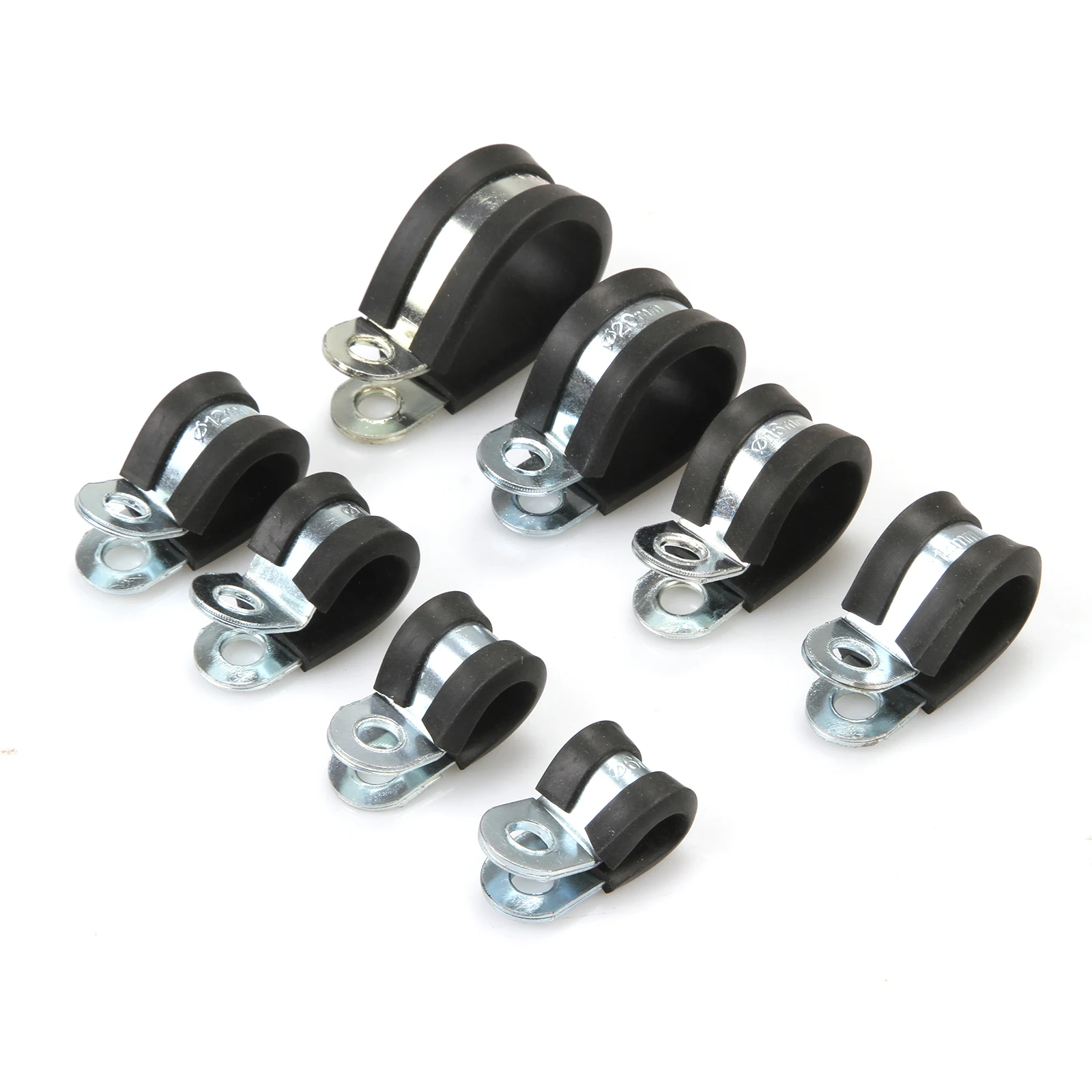 10x Zinc Plated Steel Rubber Lined P Clips Auto Marine Wire Cable Tidy P Clip