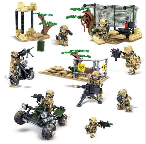 

K Model Compatible with Lego K82013 4Set/Lot Army Soldiers Models Building Kits Blocks Toys Hobby Hobbies For Boys Girls