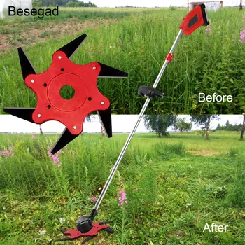 

Besegad Universal 6-Blade Metal Lawn Grass Mower Trimmer Mowing Head for Home Garden Backyard Orchard Park Agricultural Use