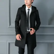 Весенний тонкий мужской Тренч, Повседневная Верхняя одежда средней длины с капюшоном, тонкая S-5 XL