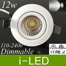 Высокая яркость 1080lm 12 Вт Cob светодиодный потолочный светильник с регулируемой яркостью 10 Вт светодиодные встраиваемые светильники освещение белый корпус 60 угол естественный белый