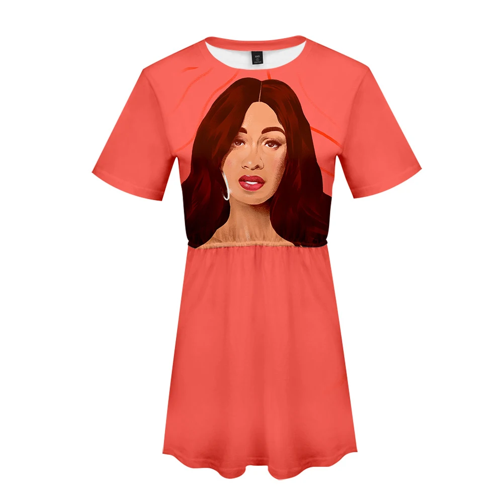 Cardi B 3D короткая юбка костюм Горячая футболка с коротким рукавом и короткая юбка костюм из двух предметов высокого качества Повседневный комплект из двух предметов