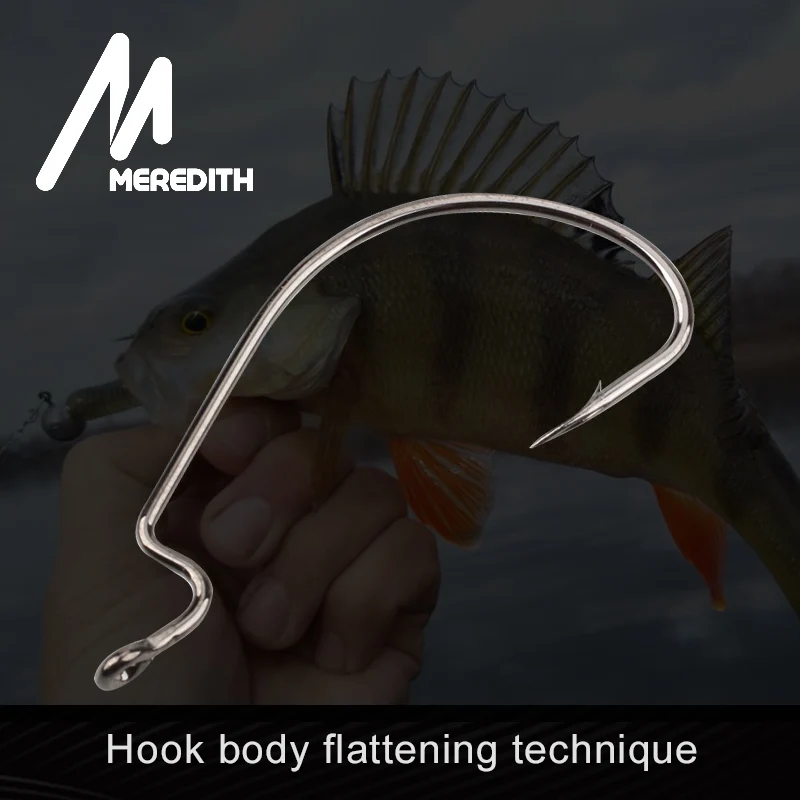 MEREDITH 50 шт./лот рыболовные мягкие крючки для червя из высокоуглеродистой стали