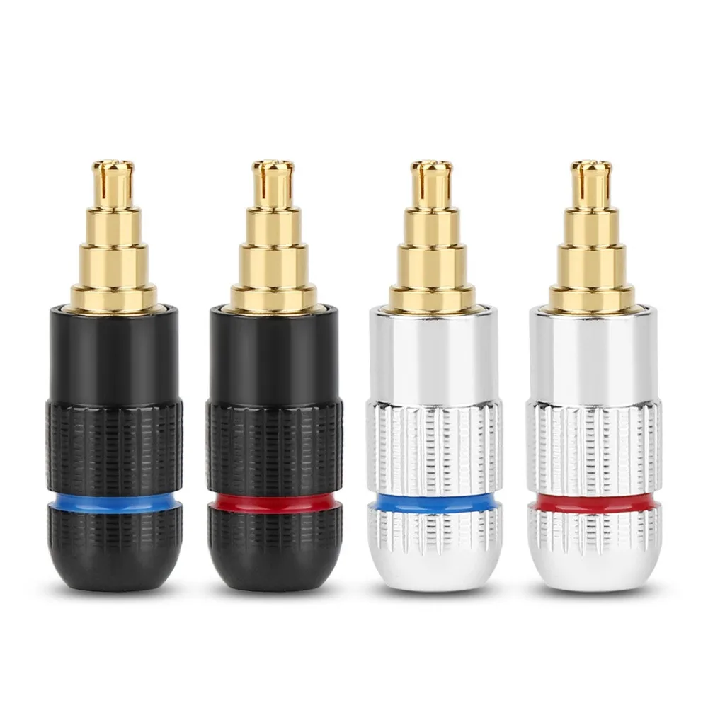 1Pair HiFi Headphone Plug Aluminum Alloy Solder Cable For IE40 Pro Earphone DIY PinWire Connector Audio Jack Black Silver