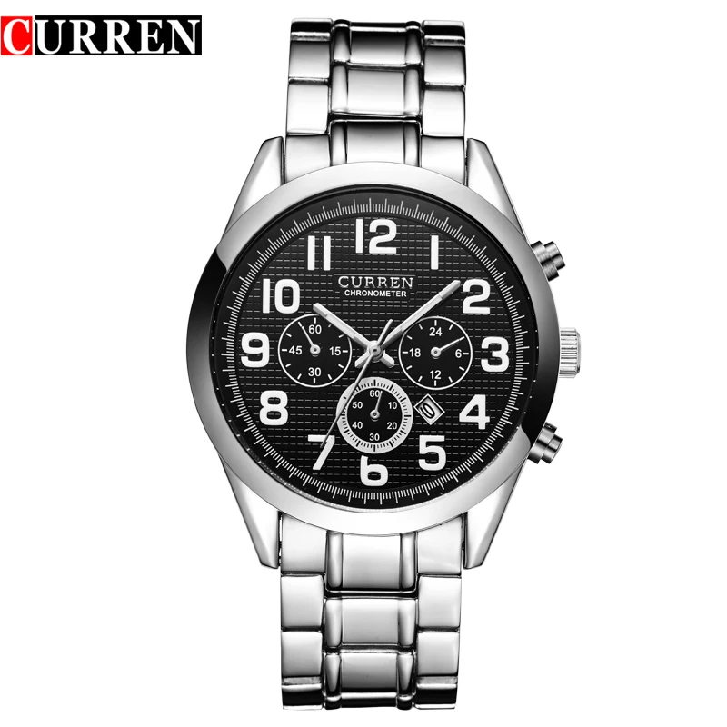 

CURREN Watches Mens Luxury Brand Black Full Steel Waterproof Analog Quartz Watch Men Fashion Casual Business Wristwatches 8050