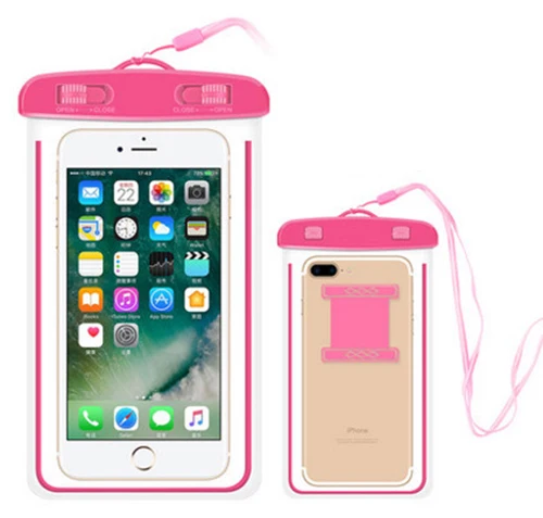 Runseeda сенсорный чехол для плавания IPX8 водонепроницаемый чехол для мобильного телефона смартфон герметичный пакет для хранения ремешок для дайвинга нарукавники - Цвет: Розовый цвет