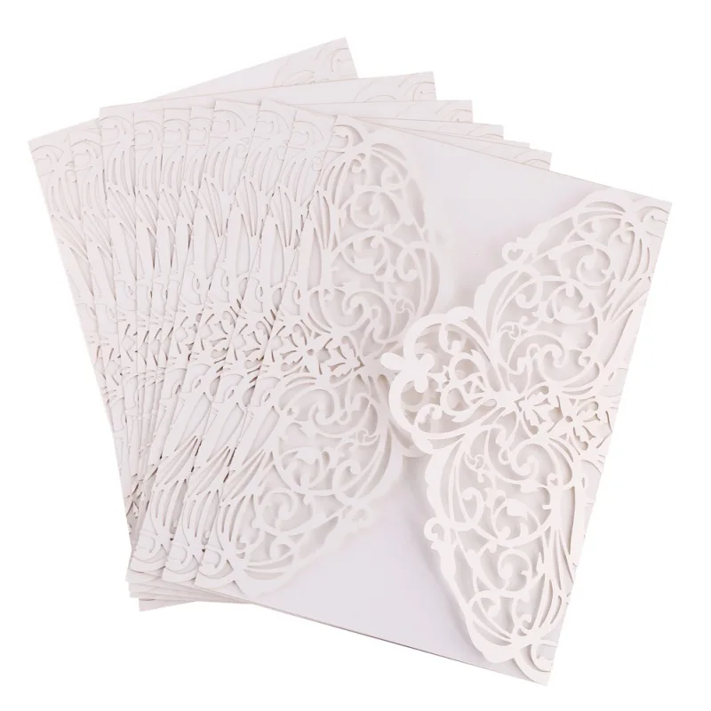  Ochine 10 Pcs/Set Laser Cut Butterfly Vertical Invitations Cards Kits For Wedding Bridal Shower Chr - 33049813304