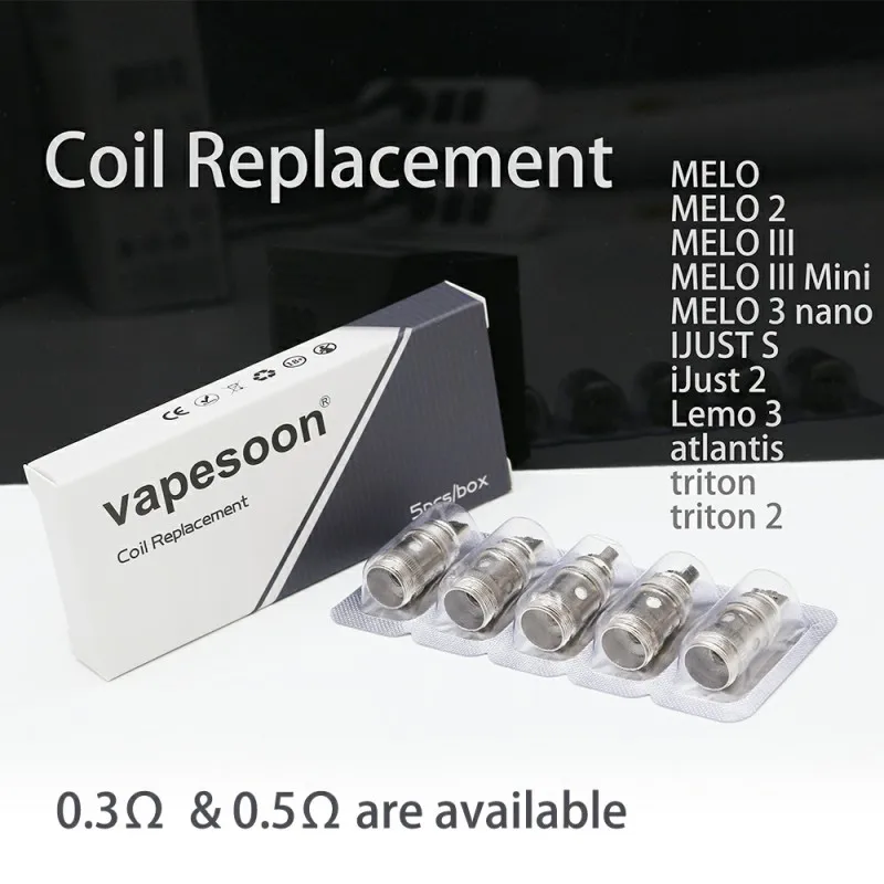 5pcs Replacement EC Coil Head 0.5ohm/0.3ohm Atomizer Core universal for iJust One / iJust 2 / iJust S / Melo 3 Mini 5pcs Replacement EC Coil Head 0.5ohm/0.3ohm Atomizer Core universal for iJust One / iJust 2 / iJust S / Melo 3 Mini