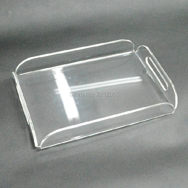 Rectangle Clear Acrylic Serving Trays with Handle, Beverage,Fruit,Cake,Toys YAT-001