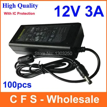 

High Quality DC 12V 3A Power adapter supply 12V 36W Adaptor 5.5mm x 2.5mm & 5.5mm x 2.1mm 100pcs Free shipping Lots wholesale