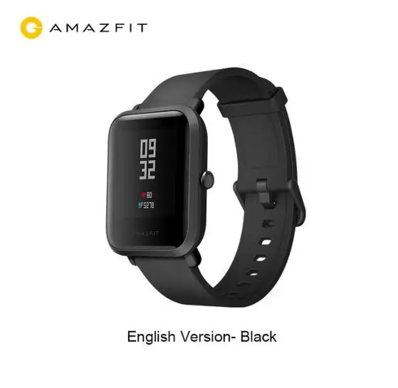 Оригинальные Смарт-часы AMAZFIT Bip Youth Edition, gps, ГЛОНАСС, Bluetooth, 4,0, монитор сердечного ритма, IP68, водонепроницаемые, Android 4,4, IOS 8 - Цвет: Onyx Black