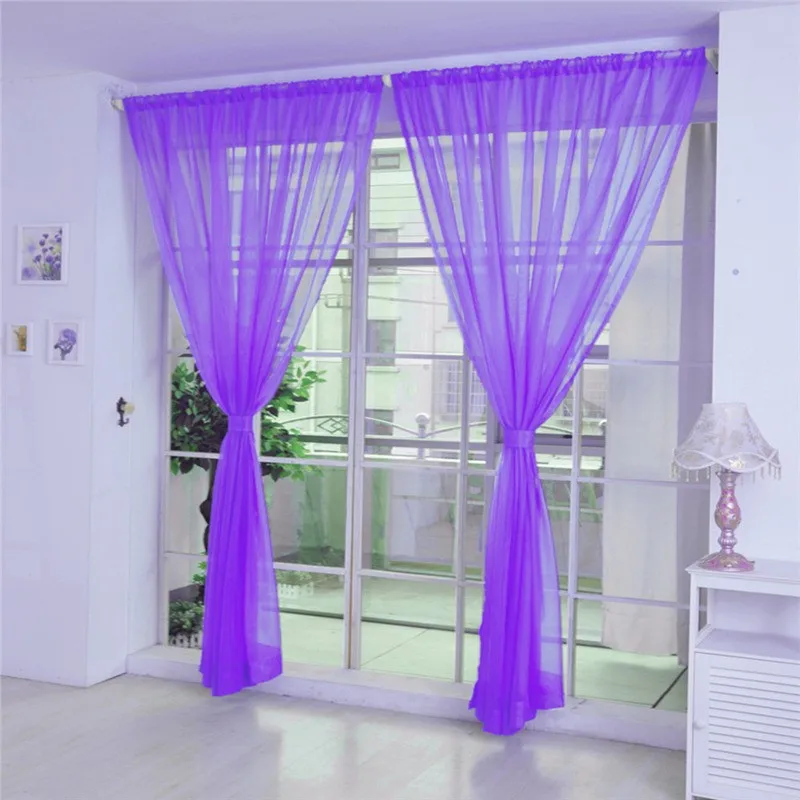 

ISHOWTIENDA 1 PCS Curtain Pure Color Tulle Door Window Curtain Drape Panel Sheer Scarf Drape Panel Sheer Scarf Valances#Y40