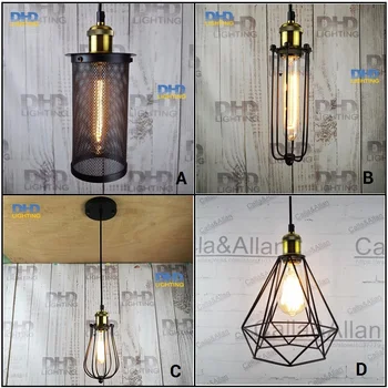 

Iron black lampshade pendant light vintage cage guard sconce loft lighting fixture modern indoor home lighting pendant lamps