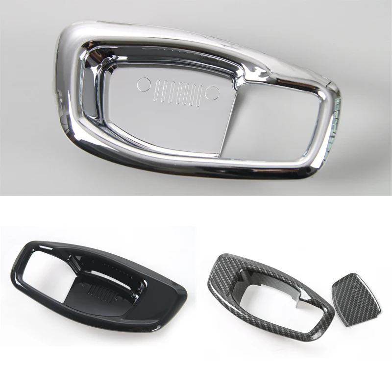 

ABS For Jeep Compass 2017+ Chrome Inner Doors Handle Bowl Cover Trim 8 pcs Black Bright color Carbon Fiber Patter