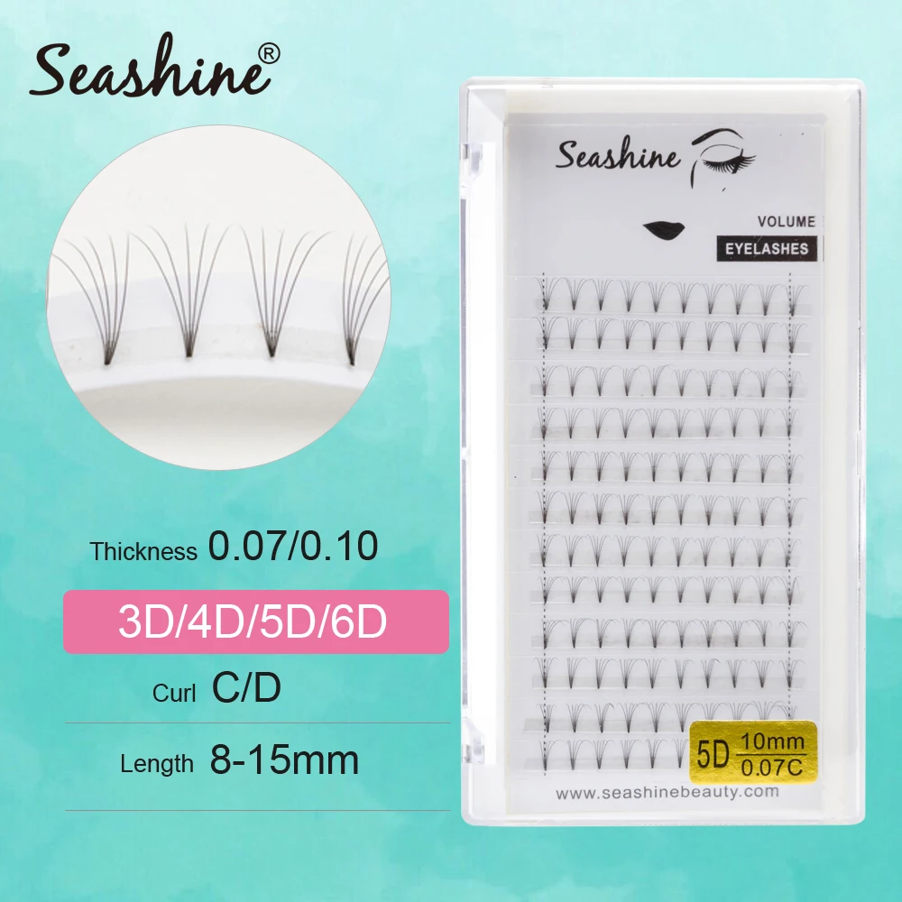 

Seashine Wholesale Premade Fans 3D4D5D6D Short Stem Russian Volume Lash Extension Faux Mink Premade Volume Fan Eyelash Extension