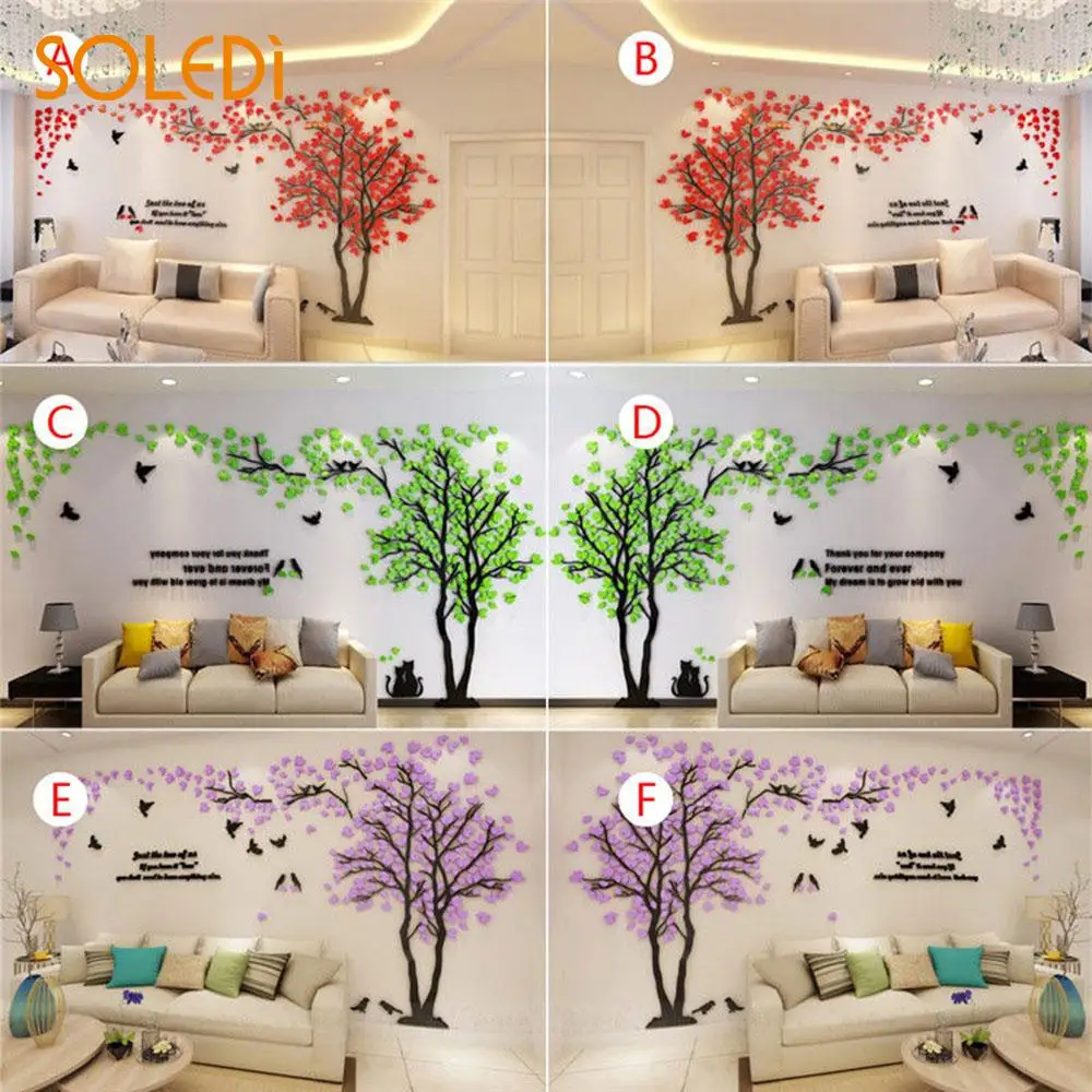 

Fashion Acrylic Wallpaper Acrylic Wall Decal Acrylic Wall Stickers Contemporary Acrylic 3 Color 1*2M Bird 3D Tree Art