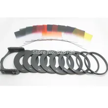21in1 Set 11 pcs Square Gradual ND Color filter kit 9 metal Rings filter holder For