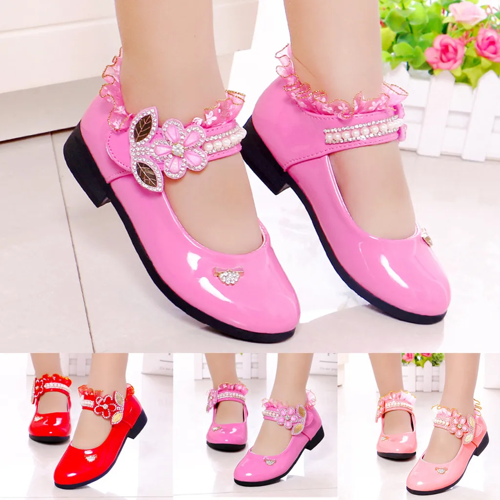 

Children baby girls shoes 2019 Flower Crystal Pearl Princess Shoes Sandals kids girls shoes slip on shoes for girls ballet shoes